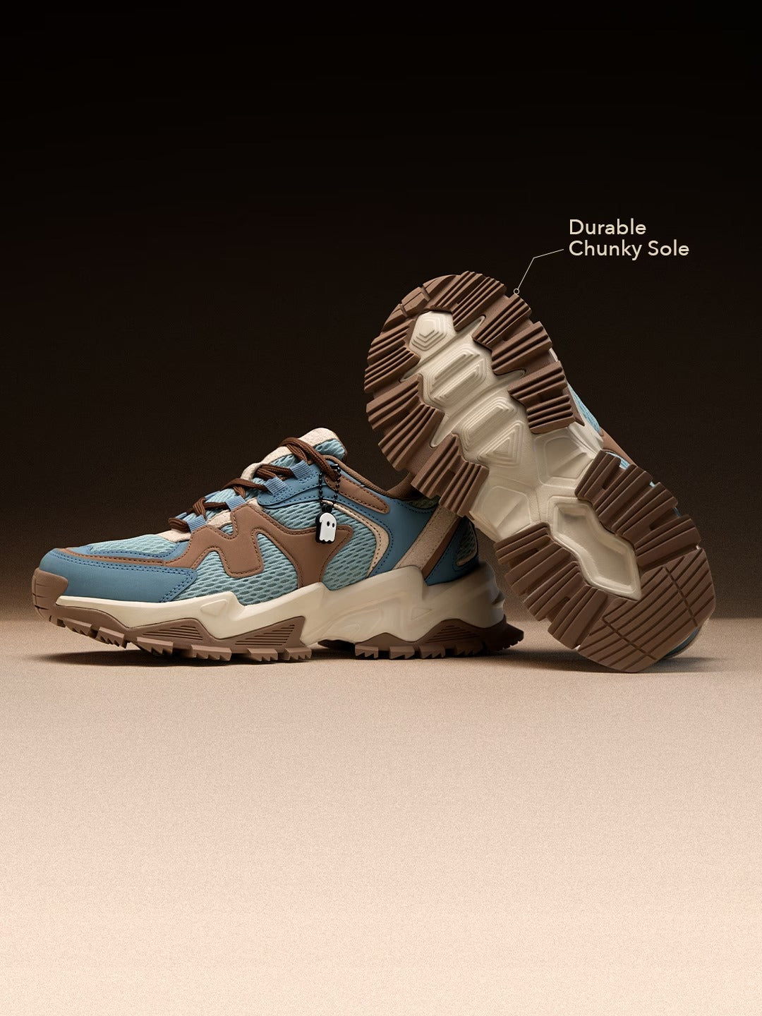 Shoevy Blue & Brown Chunky Sneakers | Outdoor Lifestyle Street Shoes