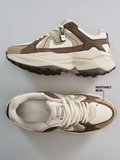 Shoevy Beige Chunky Sneakers | Cushioned Outdoor Lifestyle Shoes