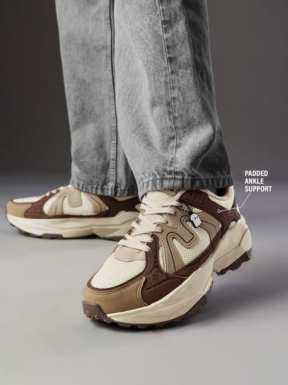 Shoevy Beige Chunky Sneakers | Cushioned Outdoor Lifestyle Shoes