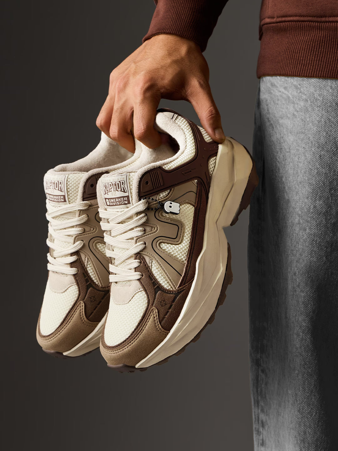 Shoevy Beige Chunky Sneakers | Cushioned Outdoor Lifestyle Shoes