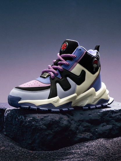 Shoevy Cream, Black & Lavender Chunky Sneakers | Street Lifestyle Shoes