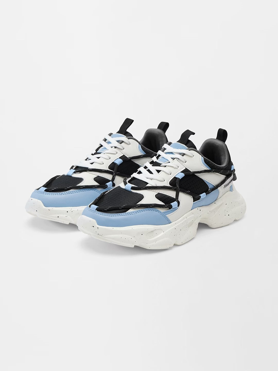 Shoevy White & Blue Chunky Sneakers | Modern Sport Street Shoes