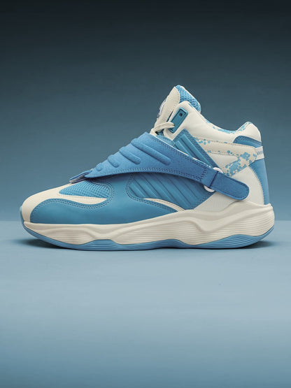 Shoevy Blue & White Chunky Sneakers | Strap Cushioned Street Shoes