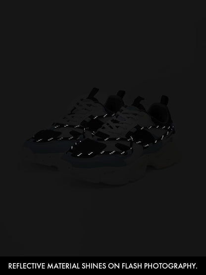 Shoevy White & Blue Chunky Sneakers | Modern Sport Street Shoes