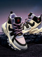 Shoevy Cream, Black & Lavender Chunky Sneakers | Street Lifestyle Shoes