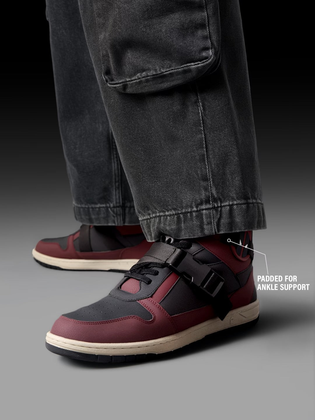 Shoevy Burgundy High-Top Sneakers | Strap & Lace Street Shoes