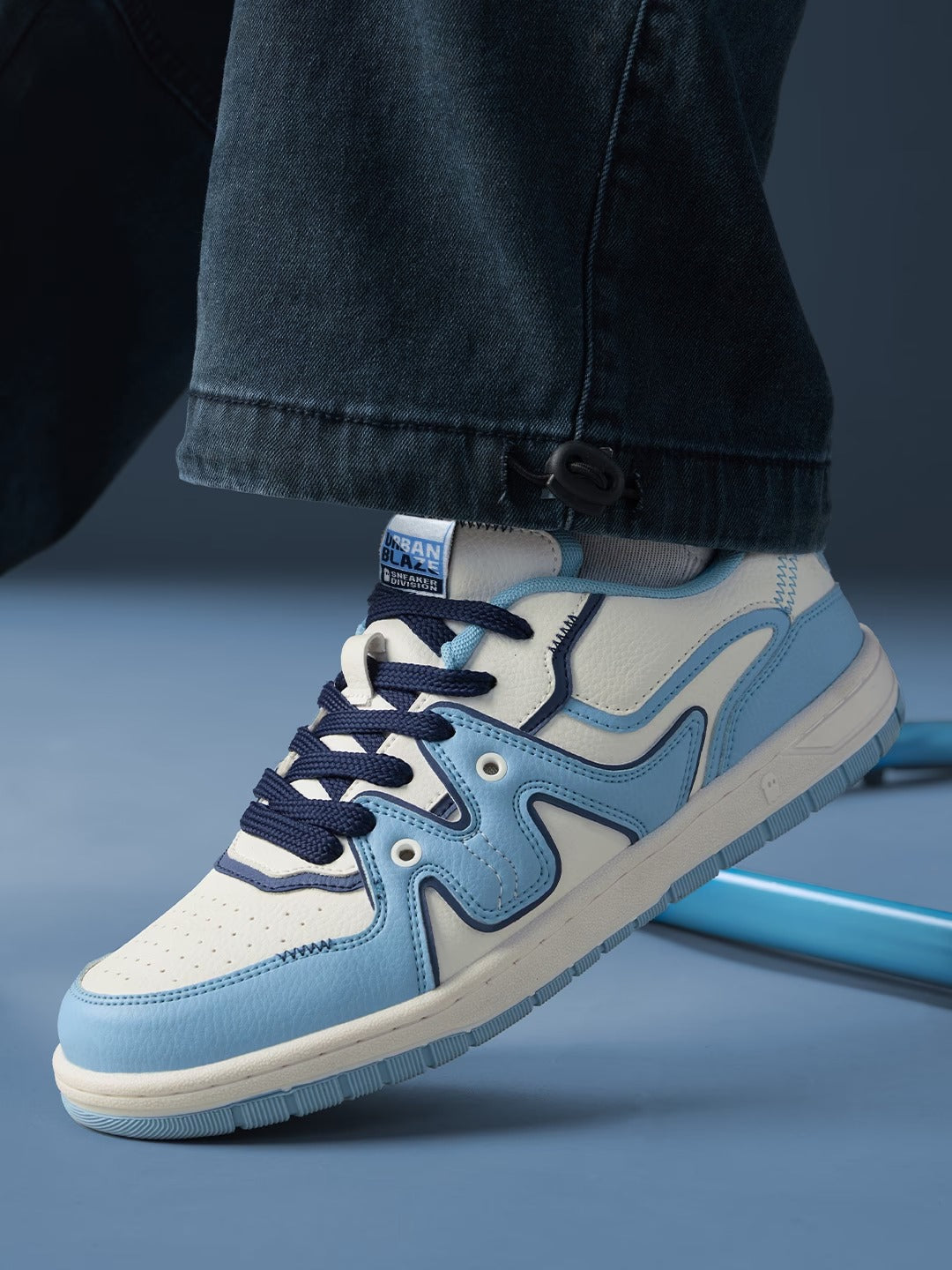 Shoevy Blue & White Low-Top Sneakers | Casual Street Style Shoes