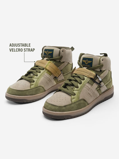 Shoevy Olive Green Suede Mid-Top Sneakers | Premium Street Shoes