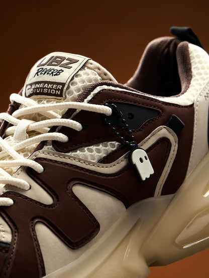 Shoevy Brown & Cream Chunky Sneakers | Cushioned Lifestyle Shoes