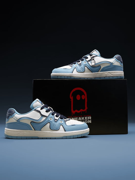 Shoevy Blue & White Low-Top Sneakers | Casual Street Style Shoes
