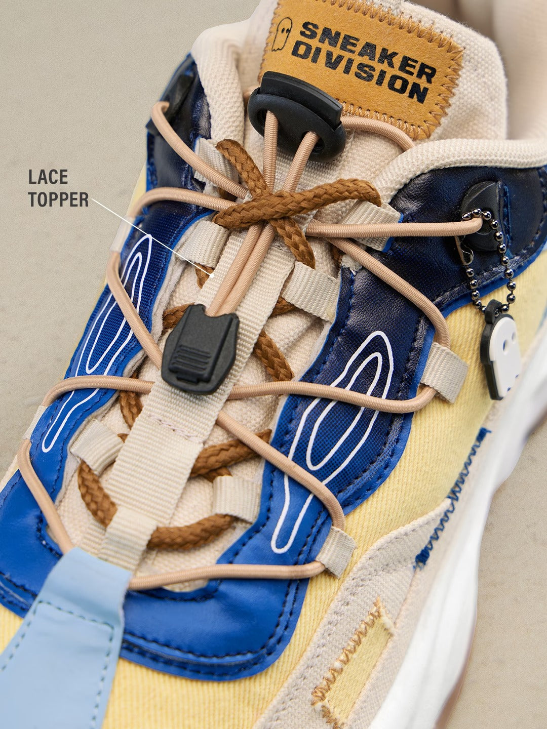 Shoevy Beige & Blue Chunky Sneakers | Coastal Lifestyle Street Shoes