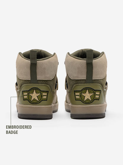 Shoevy Olive Green Suede Mid-Top Sneakers | Premium Street Shoes