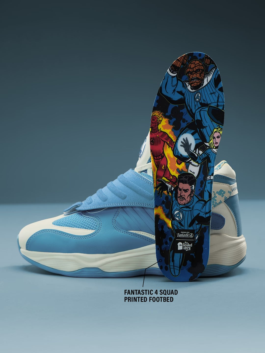 Shoevy Blue & White Chunky Sneakers | Strap Cushioned Street Shoes