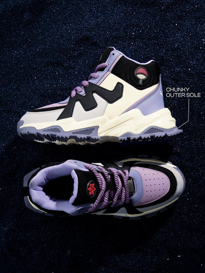 Shoevy Cream, Black & Lavender Chunky Sneakers | Street Lifestyle Shoes