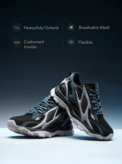 Shoevy Black & Blue Performance Sneakers | Outdoor Trail Lifestyle Shoes