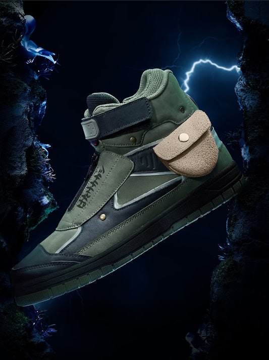 Shoevy Dark Green High-Top Utility Sneakers | Strap Street Outdoor Shoes