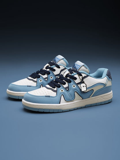 Shoevy Blue & White Low-Top Sneakers | Casual Street Style Shoes