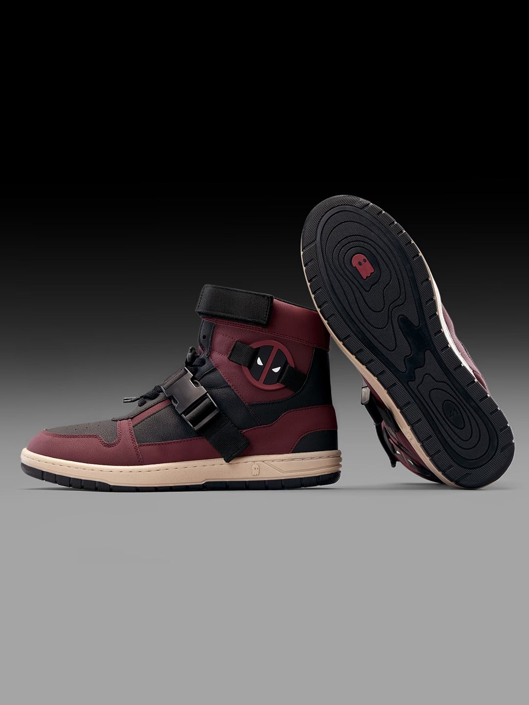 Shoevy Burgundy High-Top Sneakers | Strap & Lace Street Shoes
