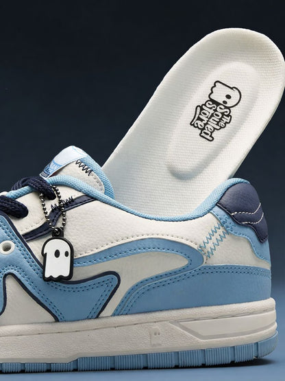 Shoevy Blue & White Low-Top Sneakers | Casual Street Style Shoes