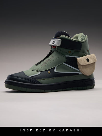 Shoevy Dark Green High-Top Utility Sneakers | Strap Street Outdoor Shoes
