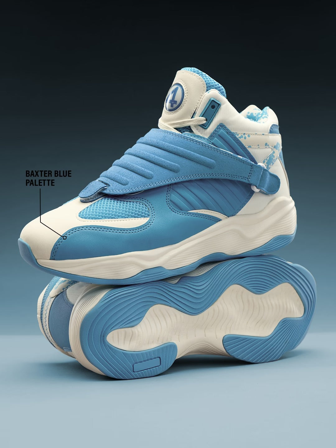 Shoevy Blue & White Chunky Sneakers | Strap Cushioned Street Shoes