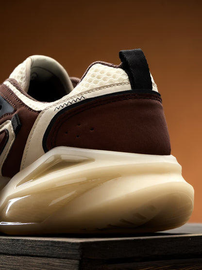 Shoevy Brown & Cream Chunky Sneakers | Cushioned Lifestyle Shoes