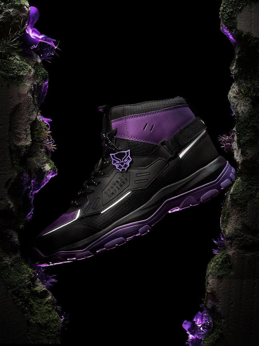 Shoevy Black & Purple High-Top Sneakers | Futuristic Street Shoes