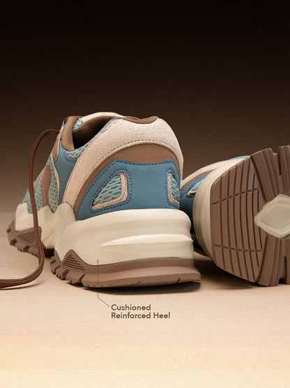 Shoevy Blue & Brown Chunky Sneakers | Outdoor Lifestyle Street Shoes