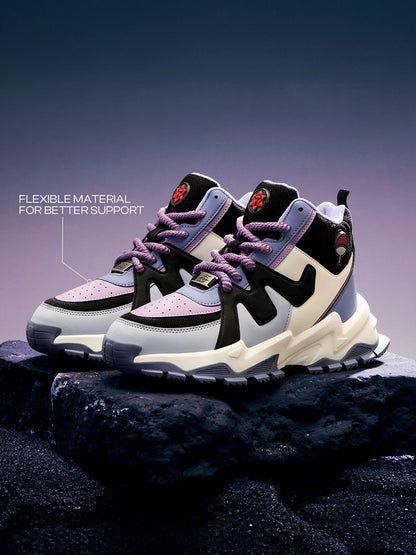 Shoevy Cream, Black & Lavender Chunky Sneakers | Street Lifestyle Shoes