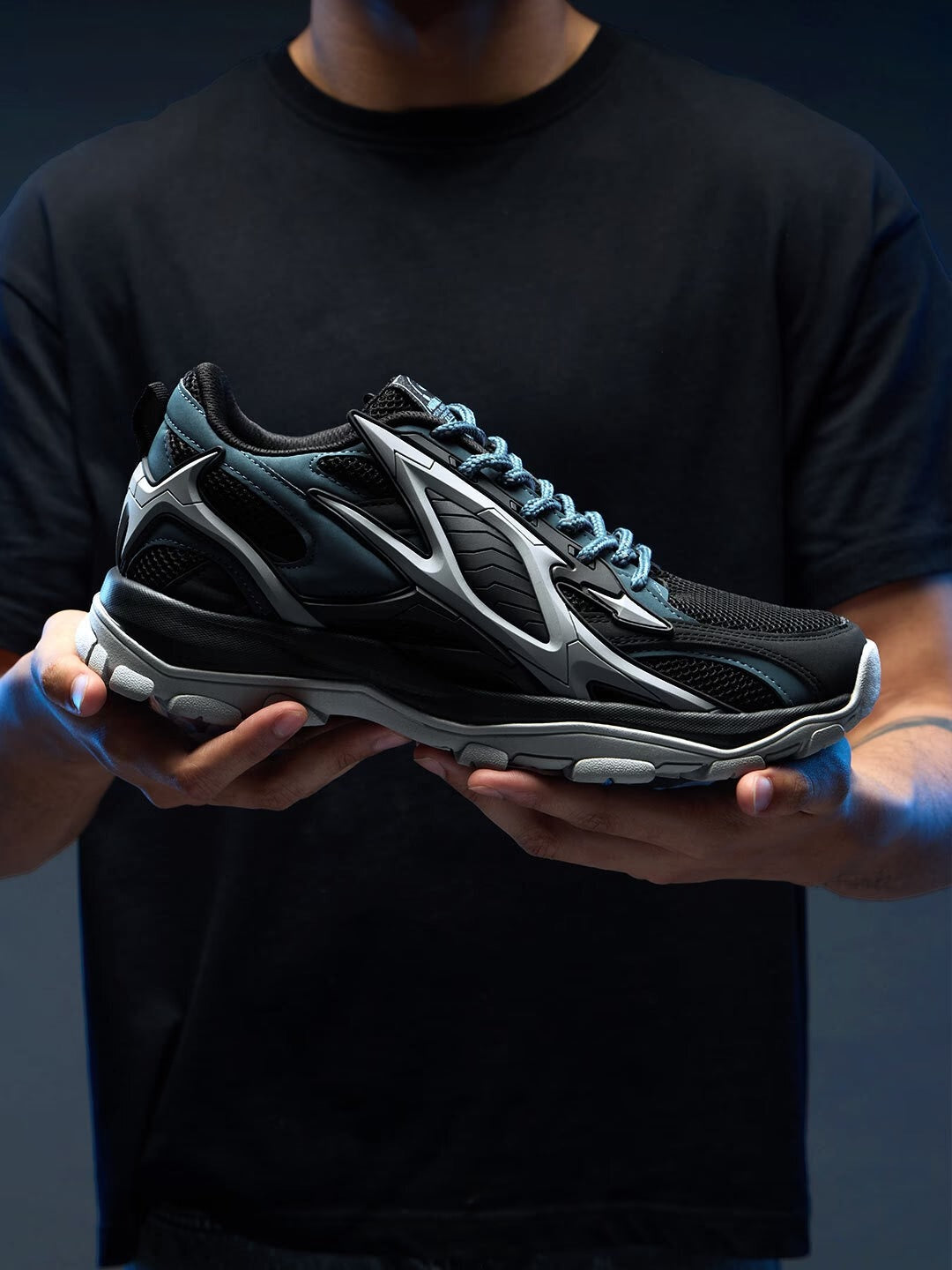 Shoevy Black & Blue Performance Sneakers | Outdoor Trail Lifestyle Shoes