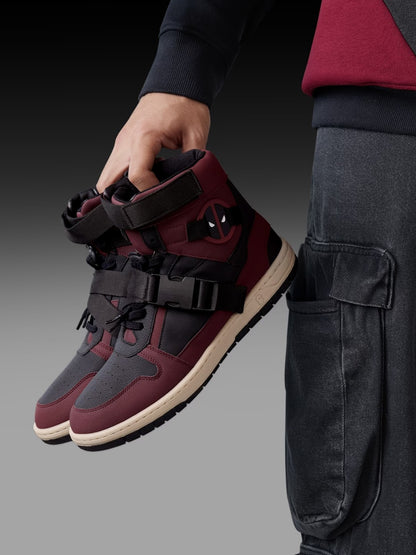 Shoevy Burgundy High-Top Sneakers | Strap & Lace Street Shoes