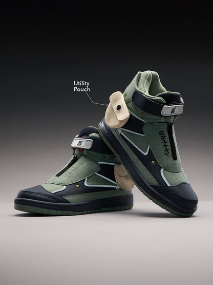 Shoevy Dark Green High-Top Utility Sneakers | Strap Street Outdoor Shoes