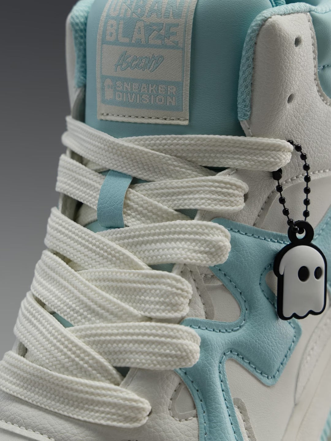 Shoevy White & Aqua Mid-Top Sneakers | Clean Lifestyle Street Shoes