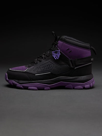 Shoevy Black & Purple High-Top Sneakers | Futuristic Street Shoes