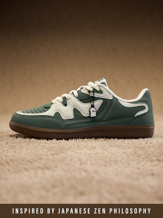 Shoevy Green & Cream Low-Top Sneakers | Casual Lifestyle Shoes