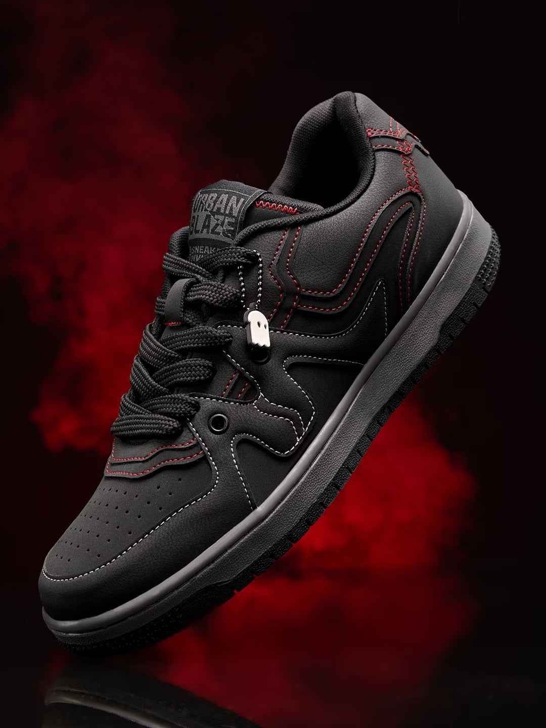 Shoevy Black Low-Top Sneakers | Red Stitch Casual Street Shoes