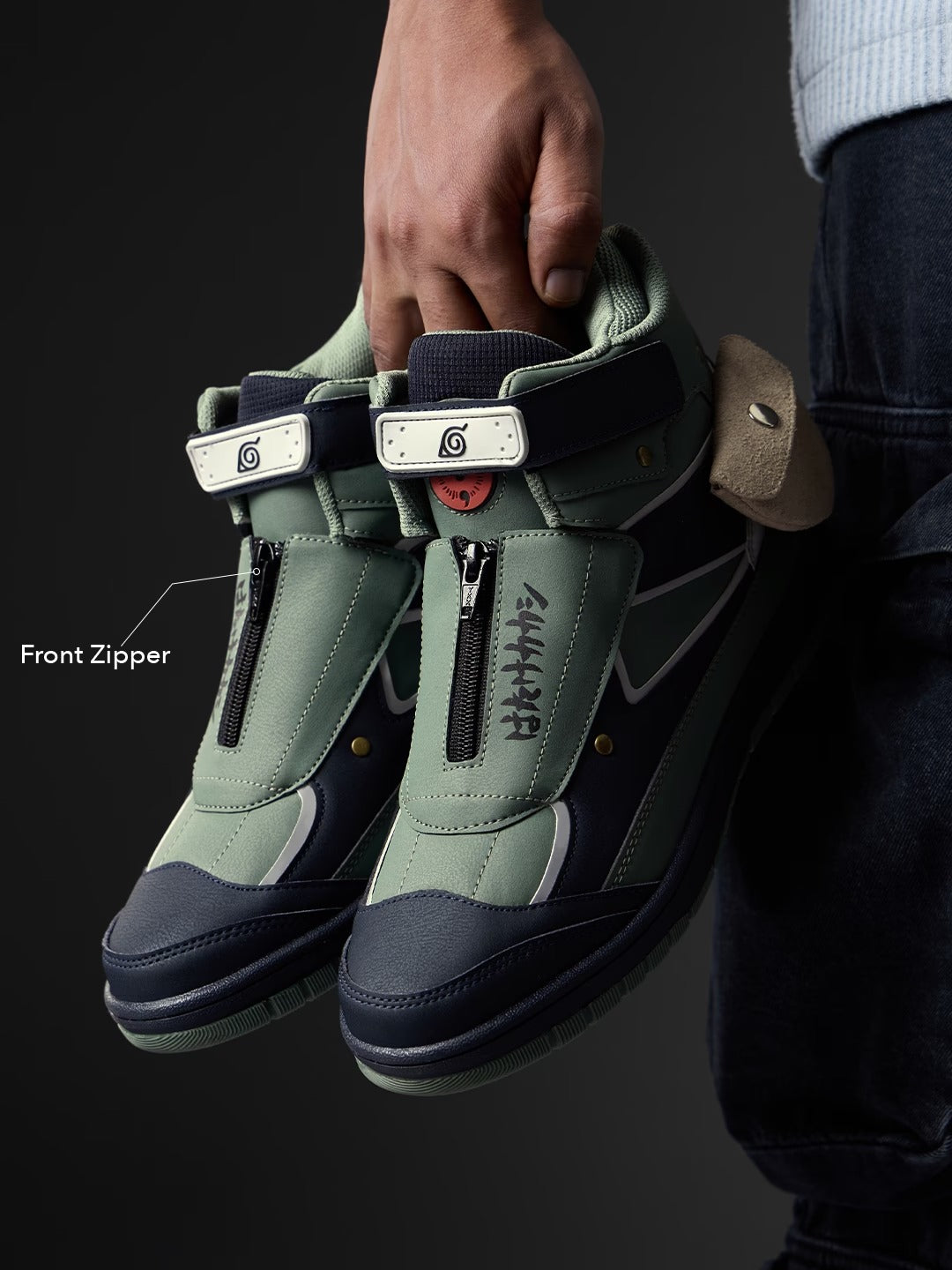 Shoevy Dark Green High-Top Utility Sneakers | Strap Street Outdoor Shoes