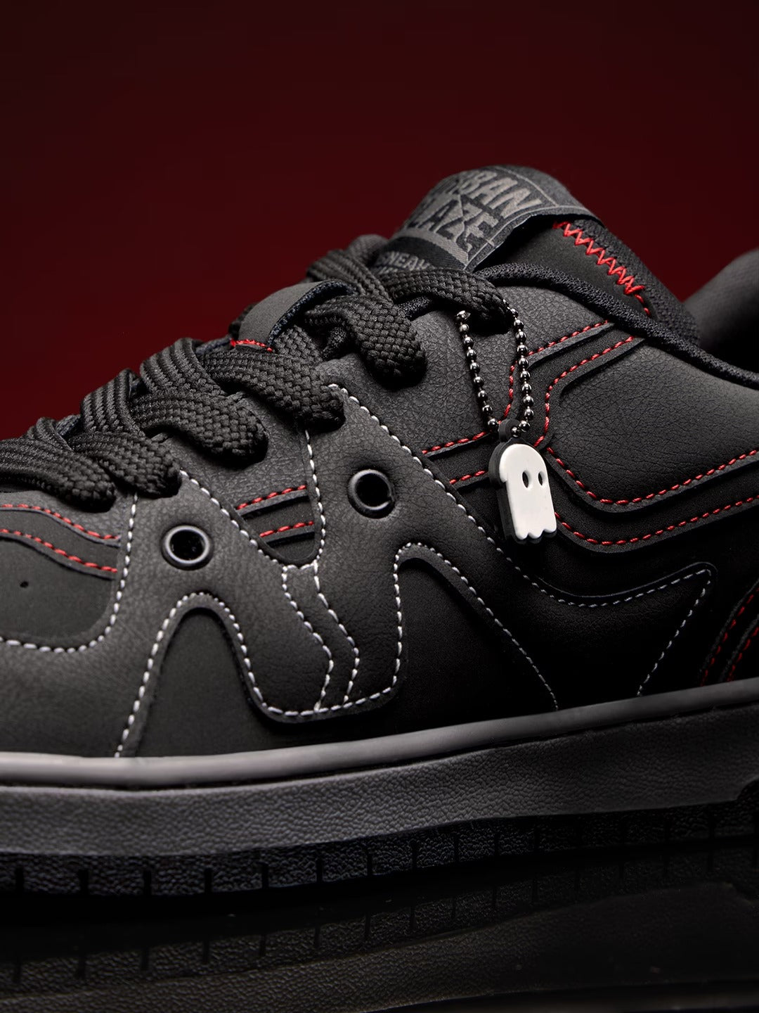 Shoevy Black Low-Top Sneakers | Red Stitch Casual Street Shoes
