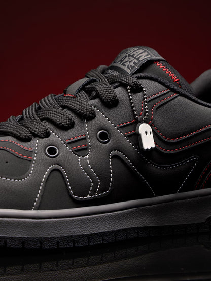 Shoevy Black Low-Top Sneakers | Red Stitch Casual Street Shoes