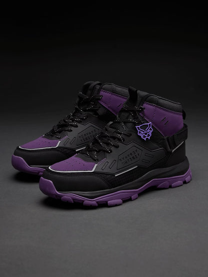 Shoevy Black & Purple High-Top Sneakers | Futuristic Street Shoes