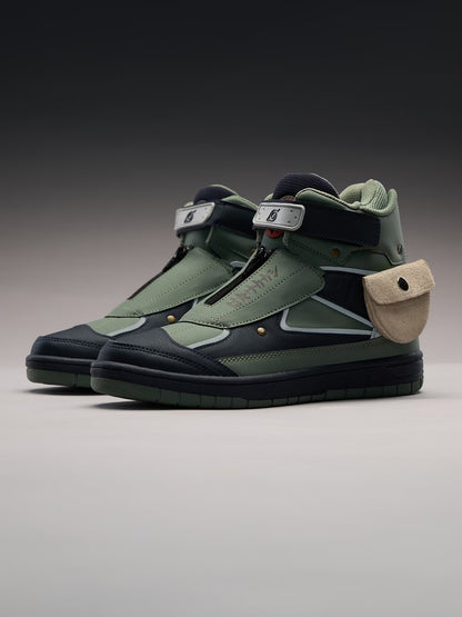 Shoevy Dark Green High-Top Utility Sneakers | Strap Street Outdoor Shoes