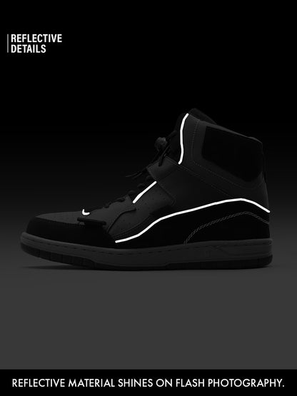 Shoevy Black High-Top Street Sneakers | Strap & Lace Urban Skate Shoes