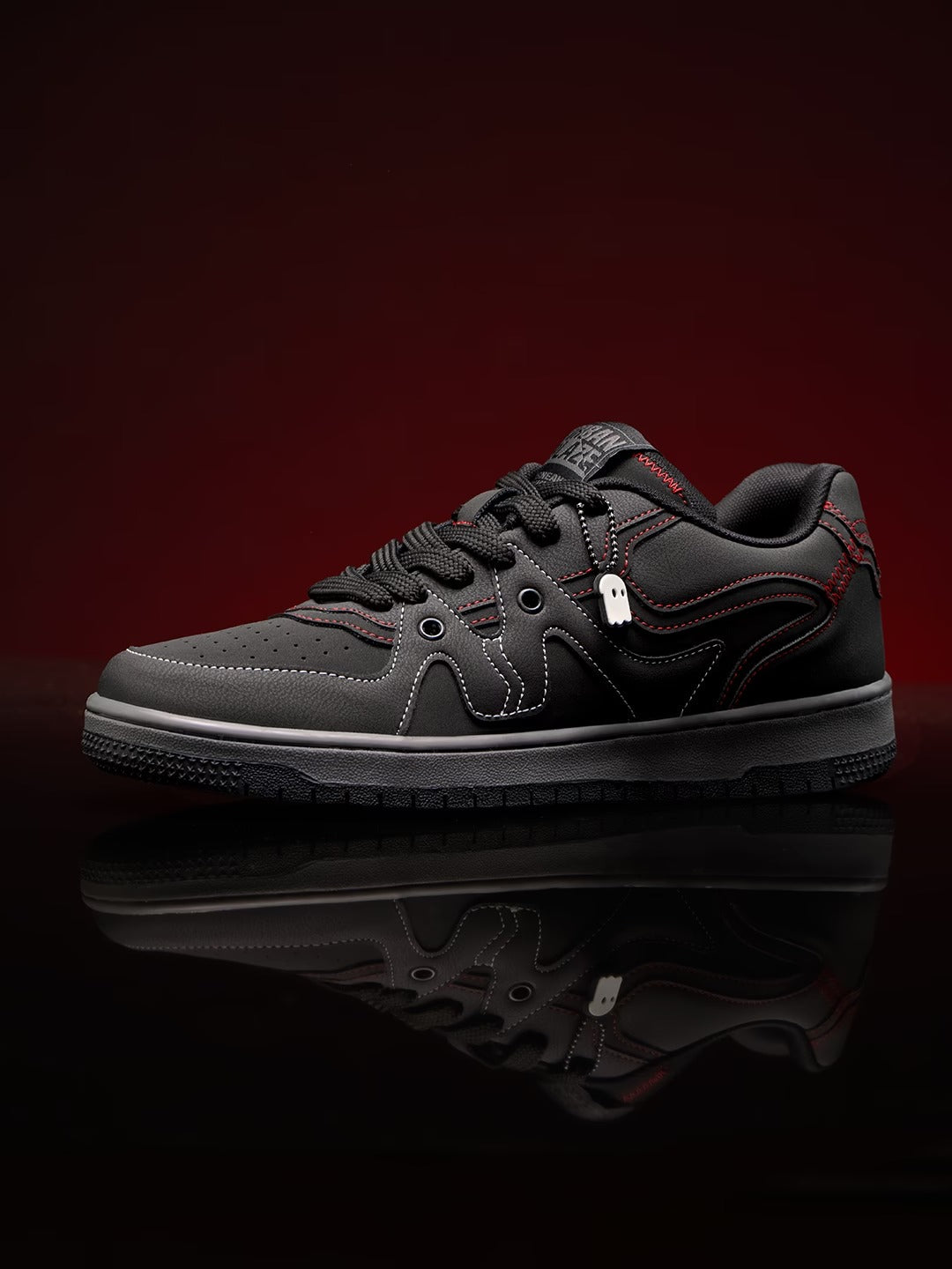 Shoevy Black Low-Top Sneakers | Red Stitch Casual Street Shoes