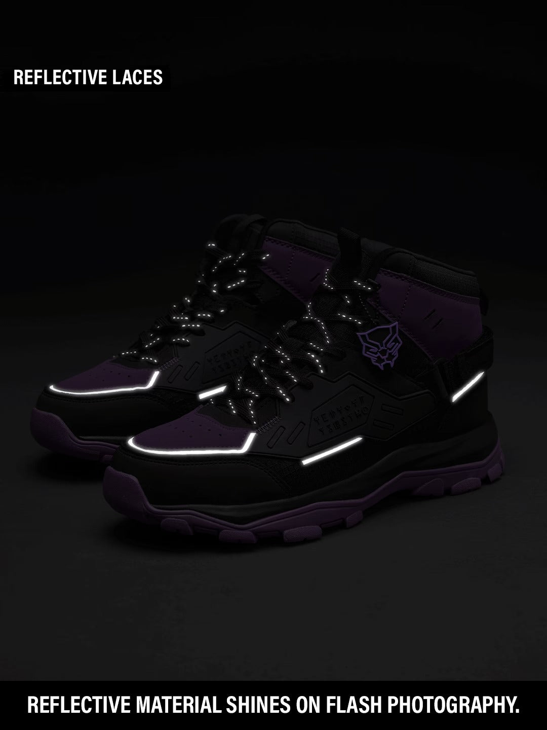Shoevy Black & Purple High-Top Sneakers | Futuristic Street Shoes