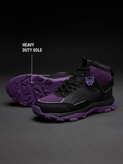 Shoevy Black & Purple High-Top Sneakers | Futuristic Street Shoes