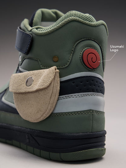 Shoevy Dark Green High-Top Utility Sneakers | Strap Street Outdoor Shoes