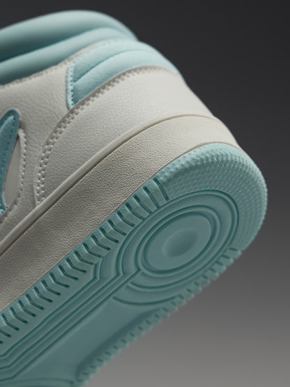 Shoevy White & Aqua Mid-Top Sneakers | Clean Lifestyle Street Shoes