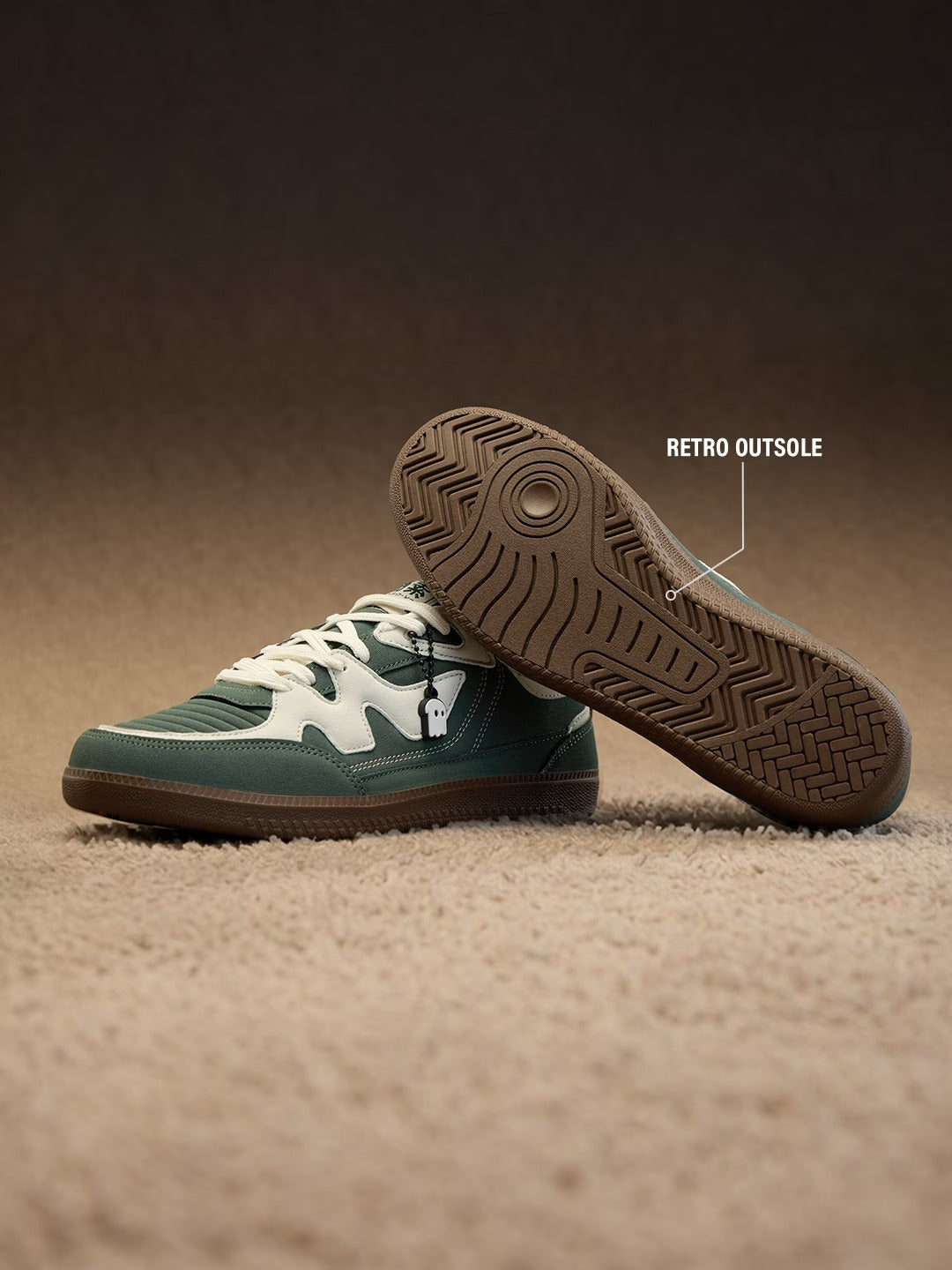 Shoevy Green & Cream Low-Top Sneakers | Casual Lifestyle Shoes