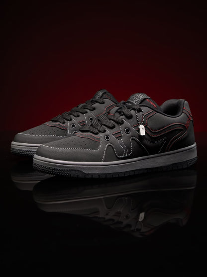 Shoevy Black Low-Top Sneakers | Red Stitch Casual Street Shoes