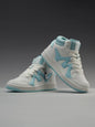 Shoevy White & Aqua Mid-Top Sneakers | Clean Lifestyle Street Shoes